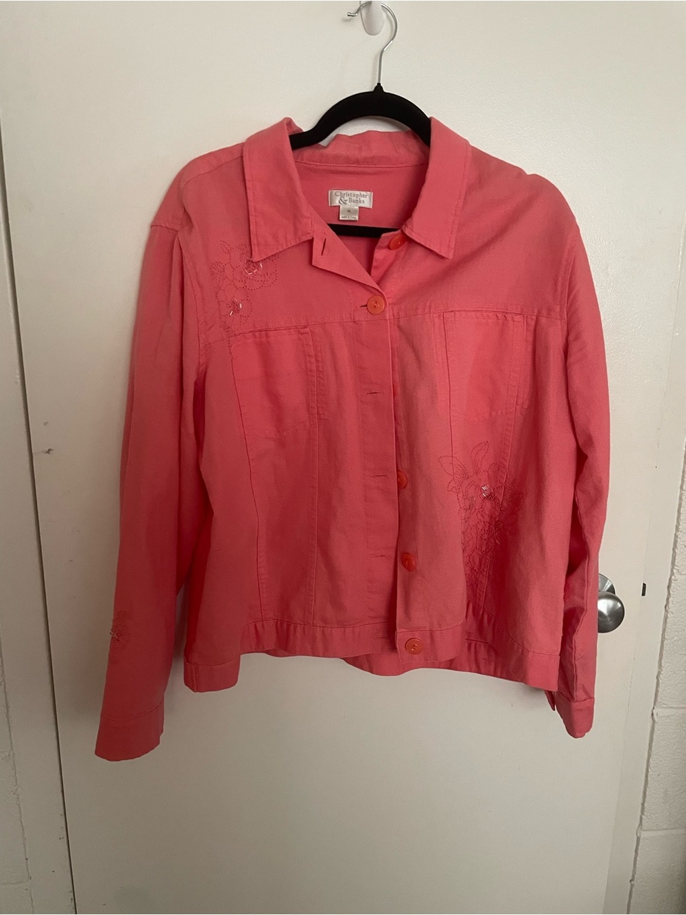 Coral Button-Front Jacket